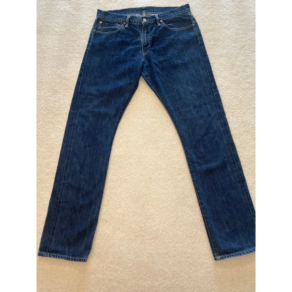 Polo Ralph Lauren Slim Straight Jeans‎ Mens 36x34 Blue Riverside Denim RL Logo